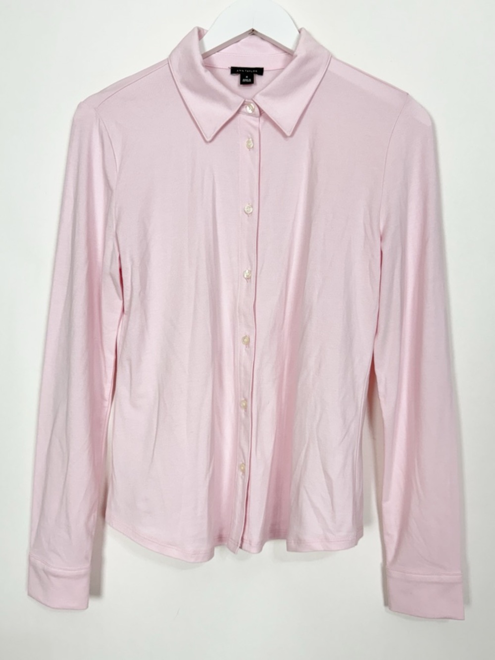 Ann Taylor Button Front Long Sleeve Polo Shirt